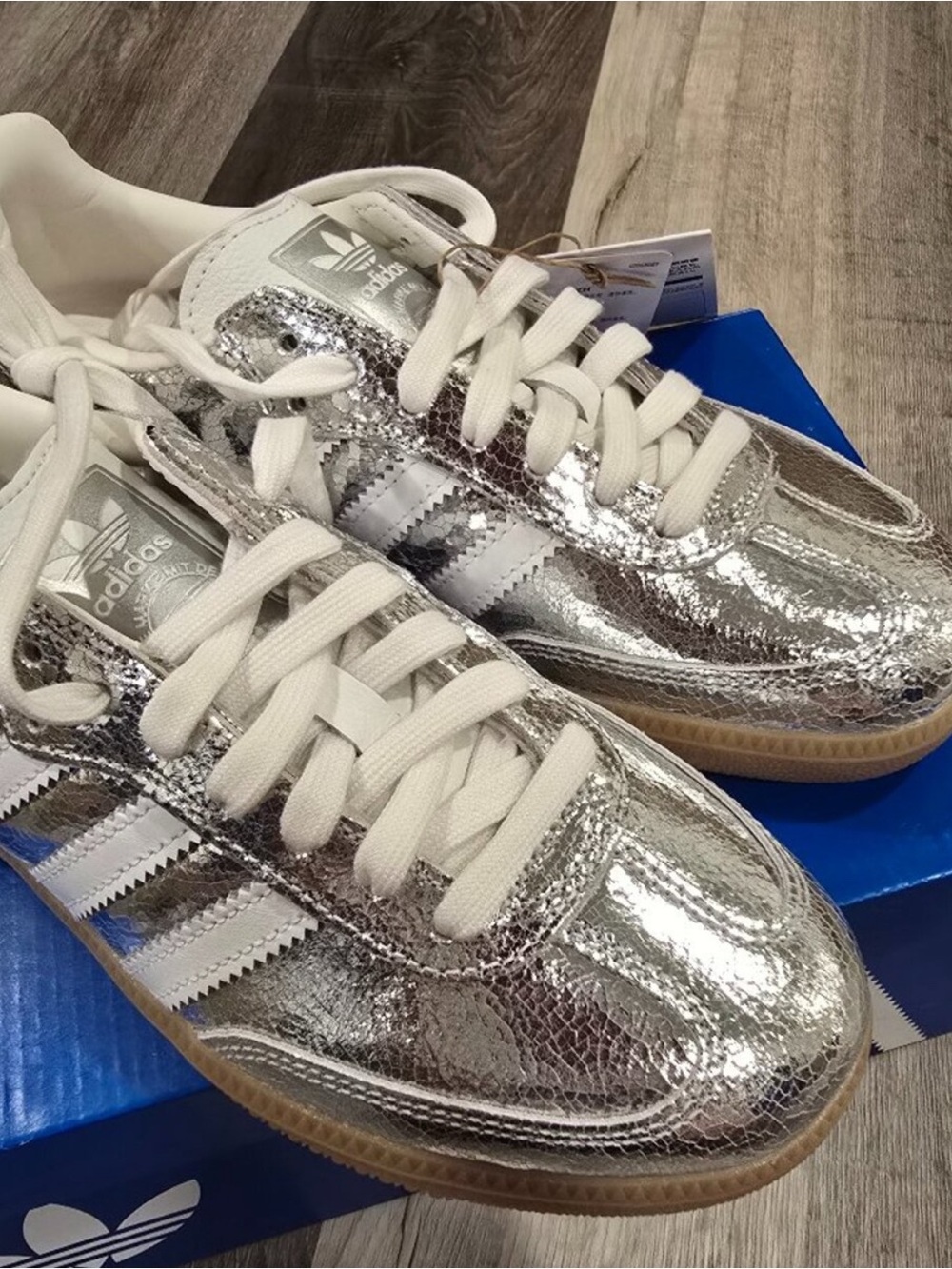 adidas Originals Metallic Silver Samba Athletic Sneakers